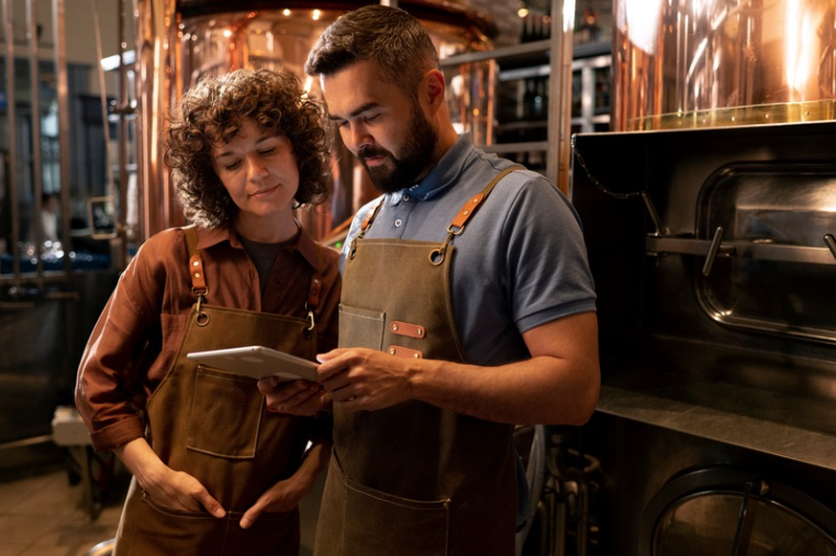 Small business owners working together